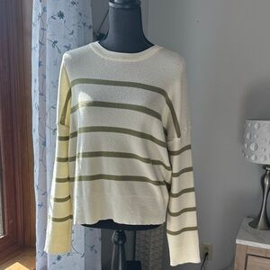 Thread & Supply Olive and Cream Striped Sweater